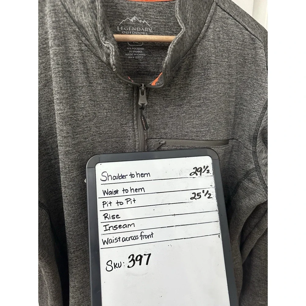 Legendary Outdoors Quarter Zip Pullover XL‎ Gray Heather Performance Fleece